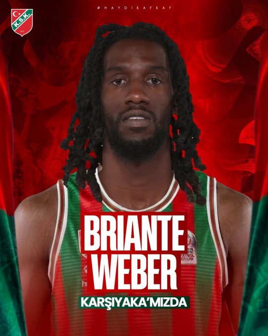 Basketbolcu Briante Weber'in Karşıyaka'ya transferini duyuran görsel