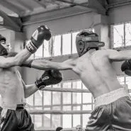 Intense training boxing match